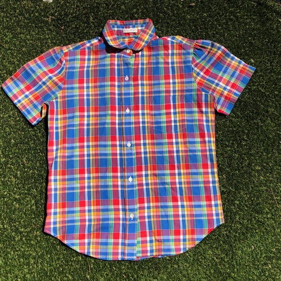 Vintage Tops - Vintage 1980's rainbow check print shirt